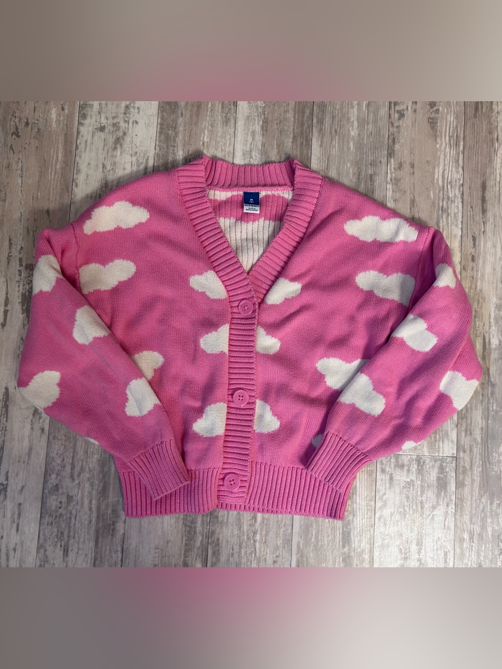 Old Navy Girls Pink Cloud Button-Front Cardigan Size 8